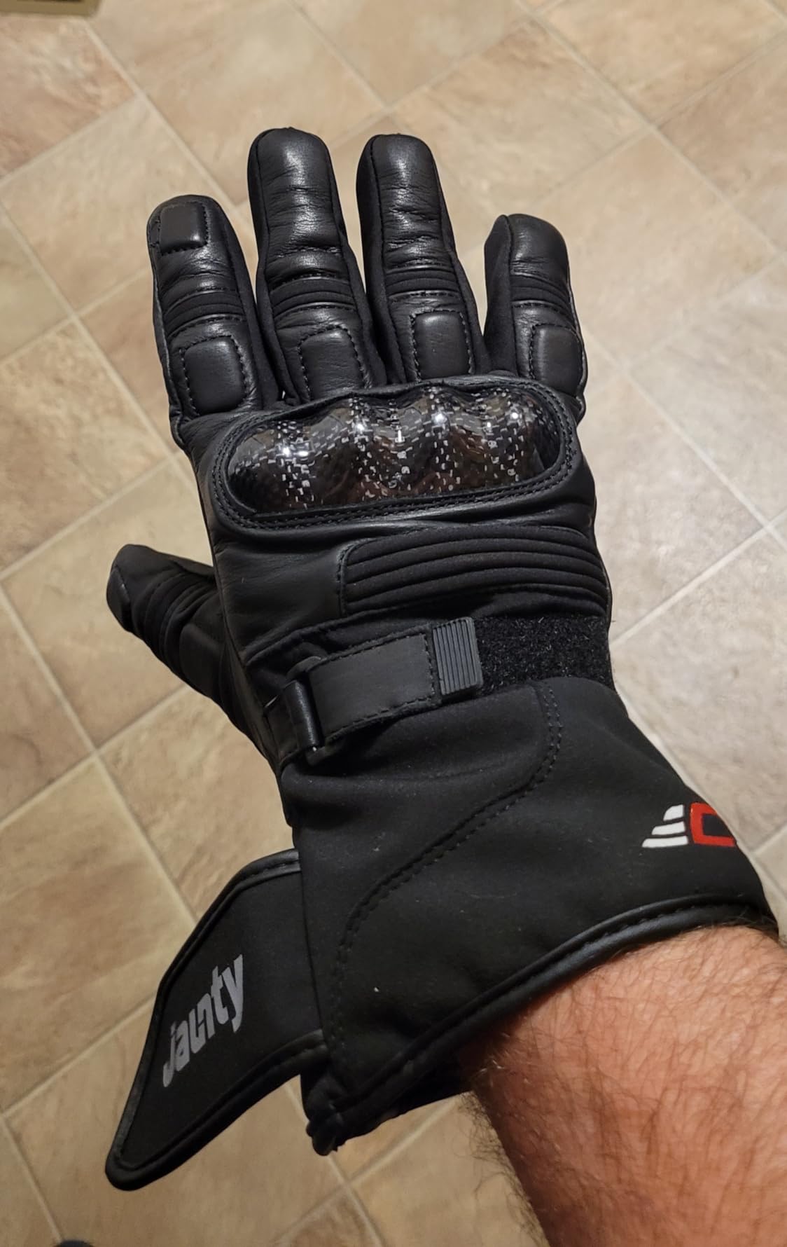 JAUNTY Winter Motorcycle Gloves for Men and Women Warm Thinsulate Waterproof Touchscreen Leather Riding Gloves with Carbon Fiber Knuckle ATV BMX Motocross Gloves for Riding customer photo 1