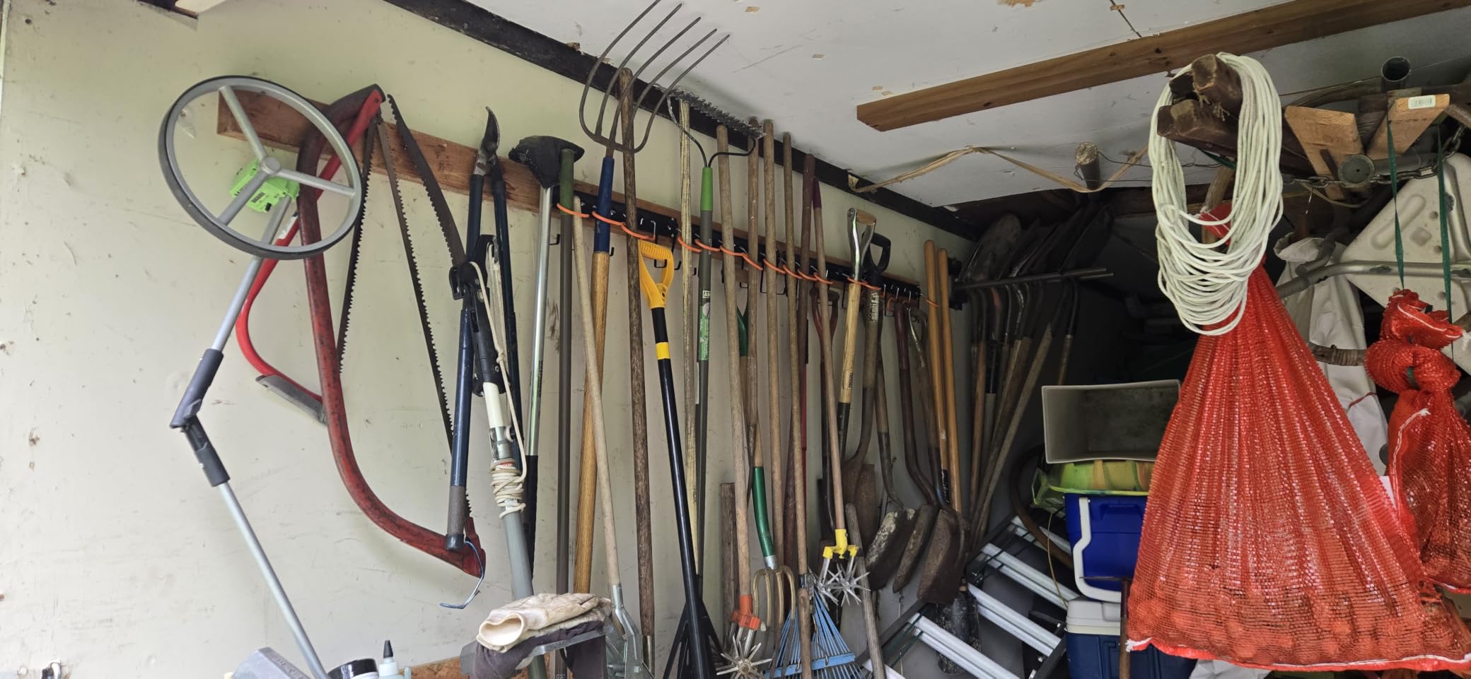 TVKB 68'' All Metal Garden Tool Organizer Adjustable Garage Tool Organizer Wall Mount Garage Organizers and Storage with Heavy Duty Hooks Tool Hangers for Garage Wall, Shed, Garden customer photo 1