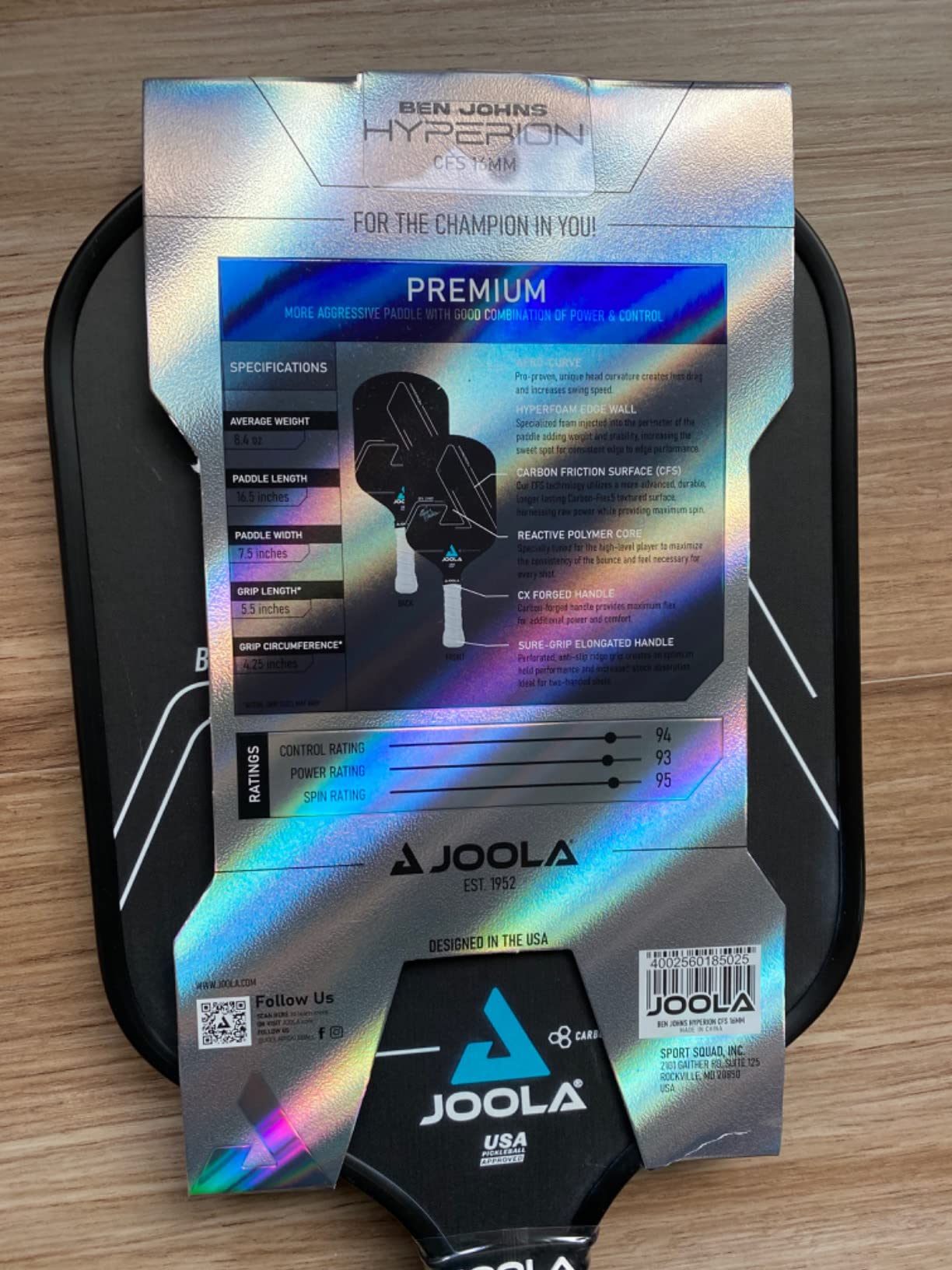 JOOLA Ben Johns Hyperion CFS Pickleball Paddle – Carbon Surface with High Grit & Spin, Elongated Handle, USAPA Approved Ben Johns Paddle customer photo 1