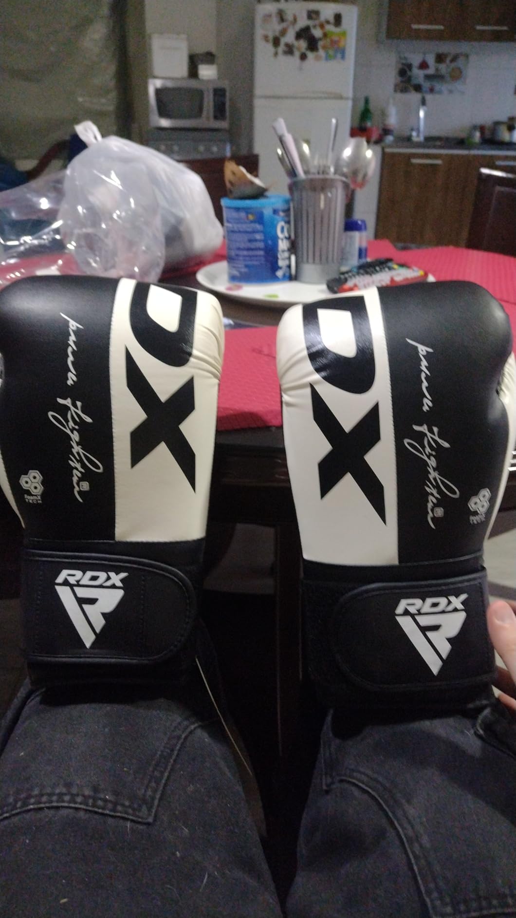 RDX Boxing Gloves, Maya Hide Leather Training Gloves for Muay Thai, Kickboxing, Sparring, Punch Bag, Punching Bag, Kickboxing Gloves, Martial Arts Training, Home Gym, Men, Women, 8 10 12 14 16 oz customer photo 1