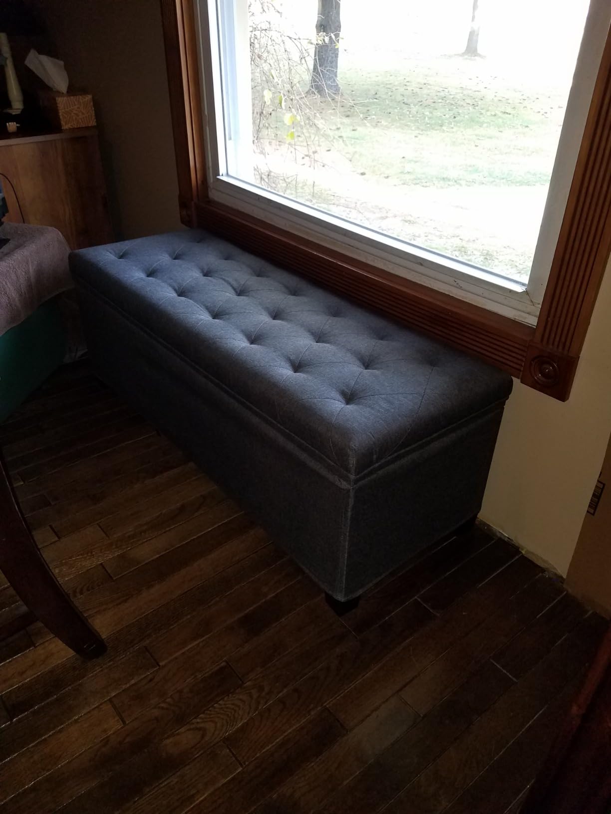 SONGMICS Storage Ottoman Bench, Foot Rest with Legs, Load up to 661.4 lb customer photo 1