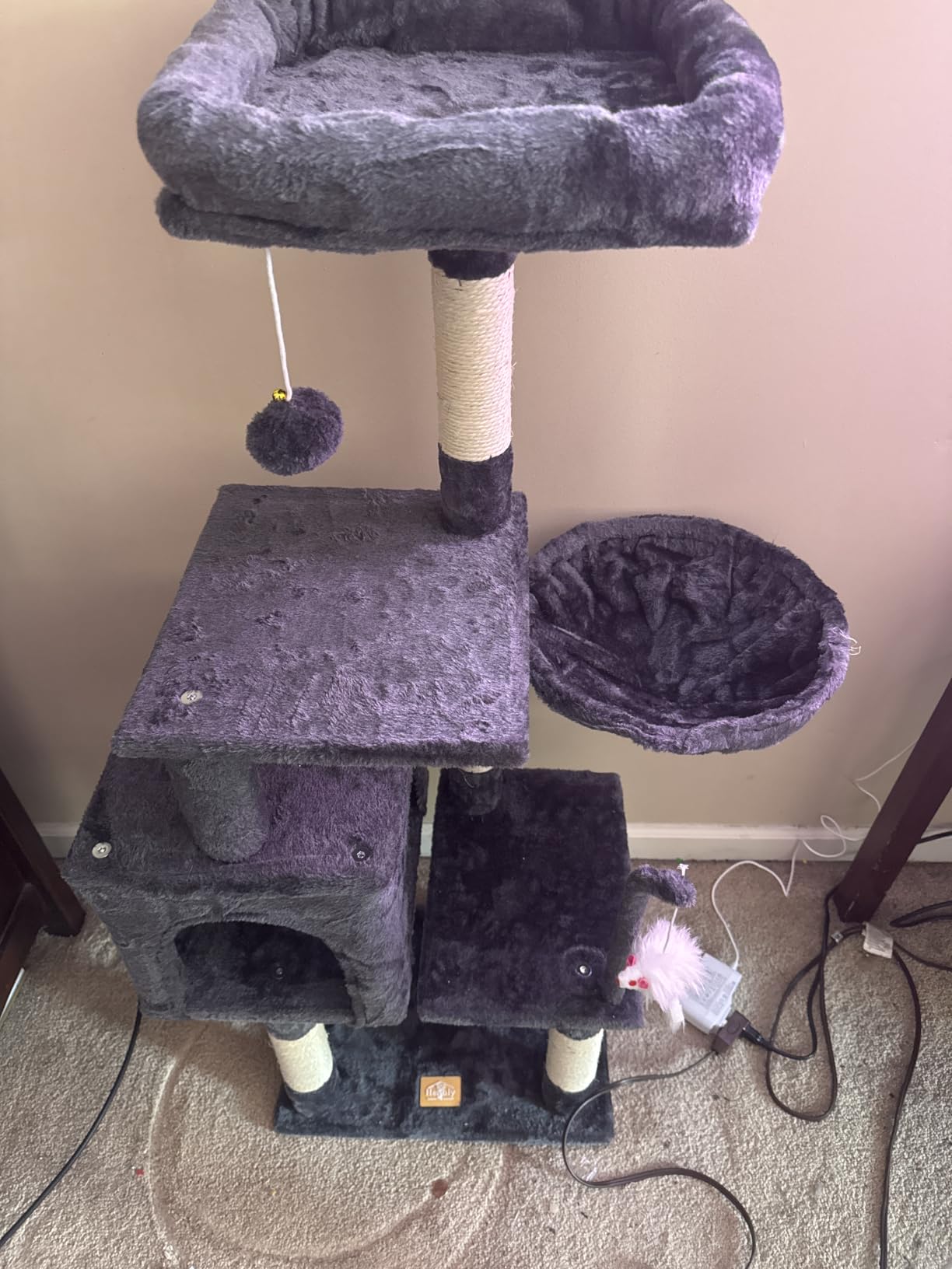 Heybly Cat Tree with Toy, 43.3 inch Cat Tower for Indoor Cats HCT004SG customer photo 1