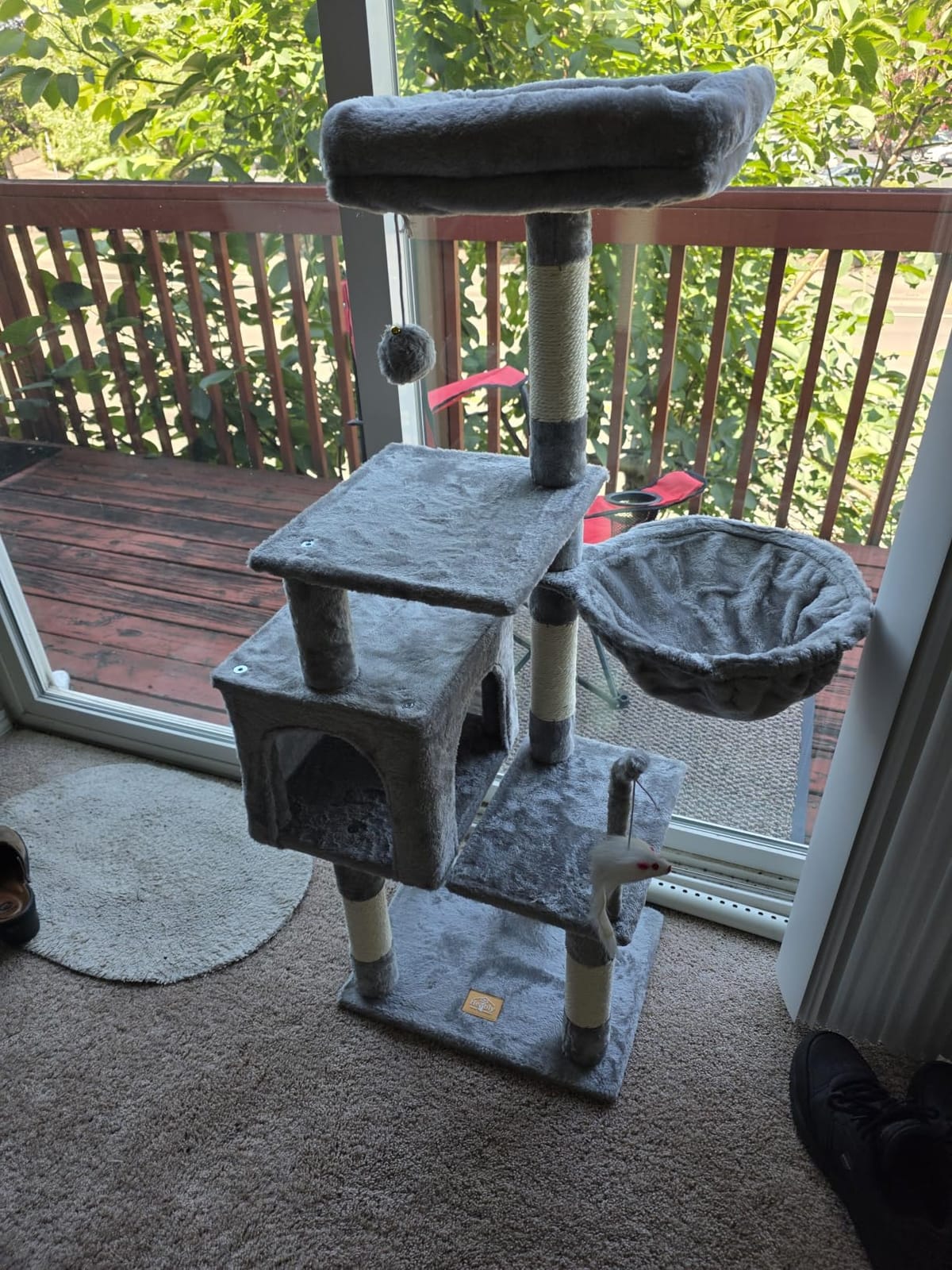 Heybly Cat Tree with Toy, 43.3 inch Cat Tower for Indoor Cats HCT004SG customer photo 2