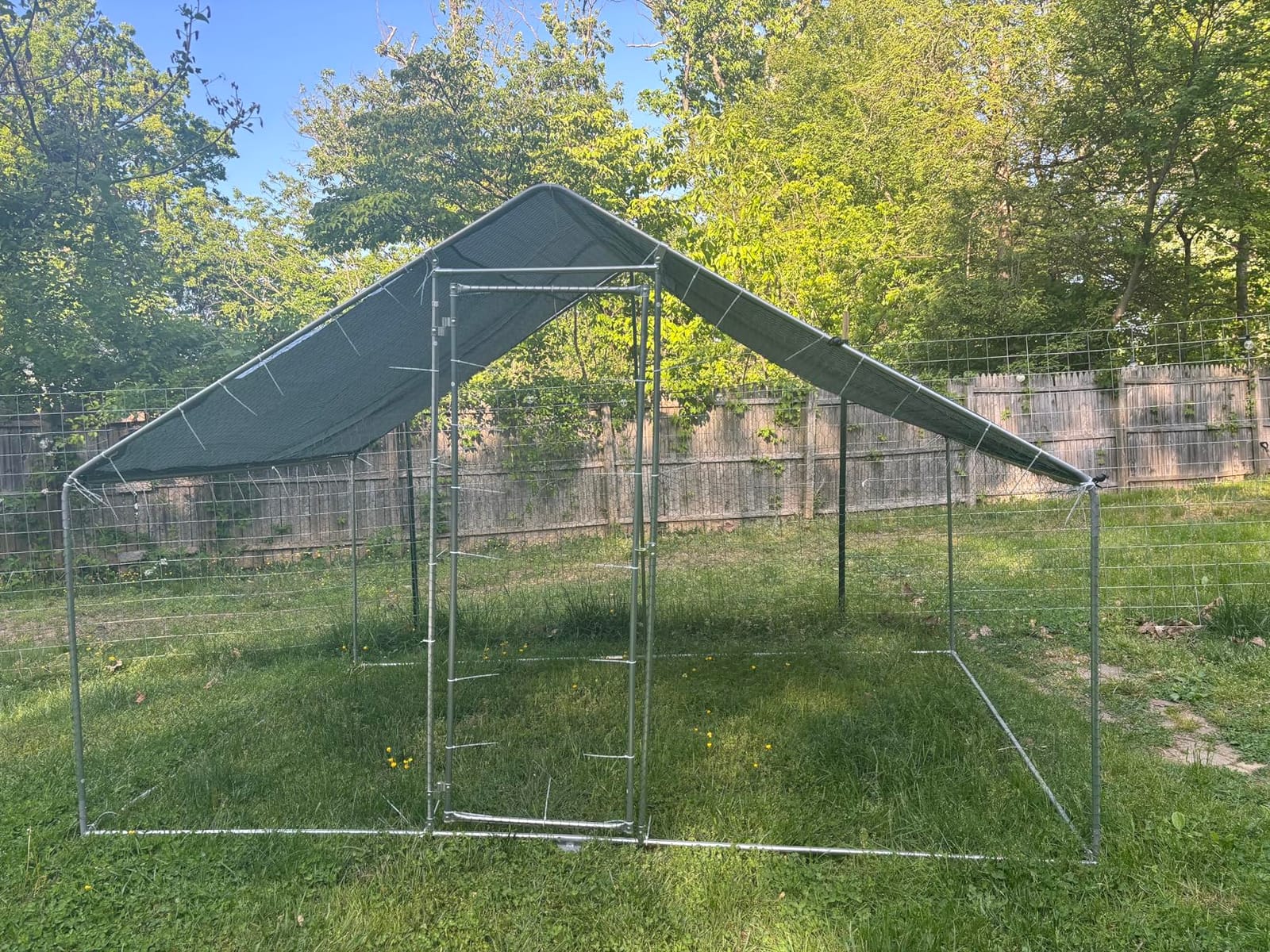Large Metal Chicken Coop Round Top Upgrade Tri-Supporting Wire Mesh Chicken Run,Chicken Pen with Water-Resident and Anti-UV Cover,Duck Rabbit House Outdoor(19'L x 9'W x 6.5'H) customer photo 1