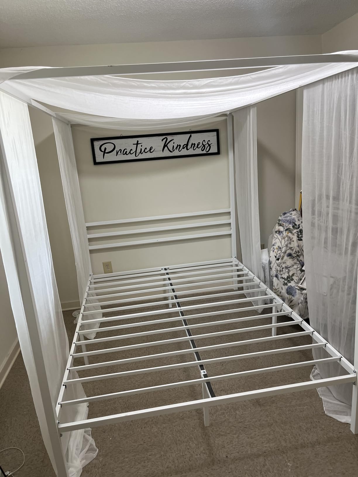 ikalido Queen Size Metal Canopy Bed Frame, Heavy-Duty Support, Black customer photo 2