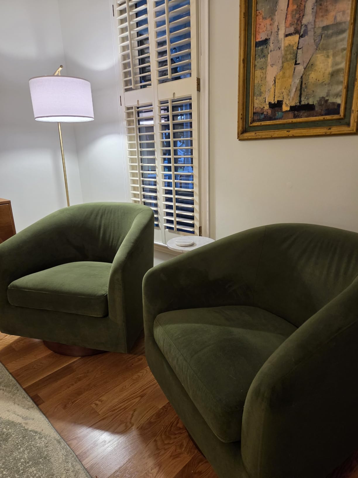 CHITA Swivel Accent Chair, FSC Wood Frame, Fully Assembled, Forest Green customer photo 1