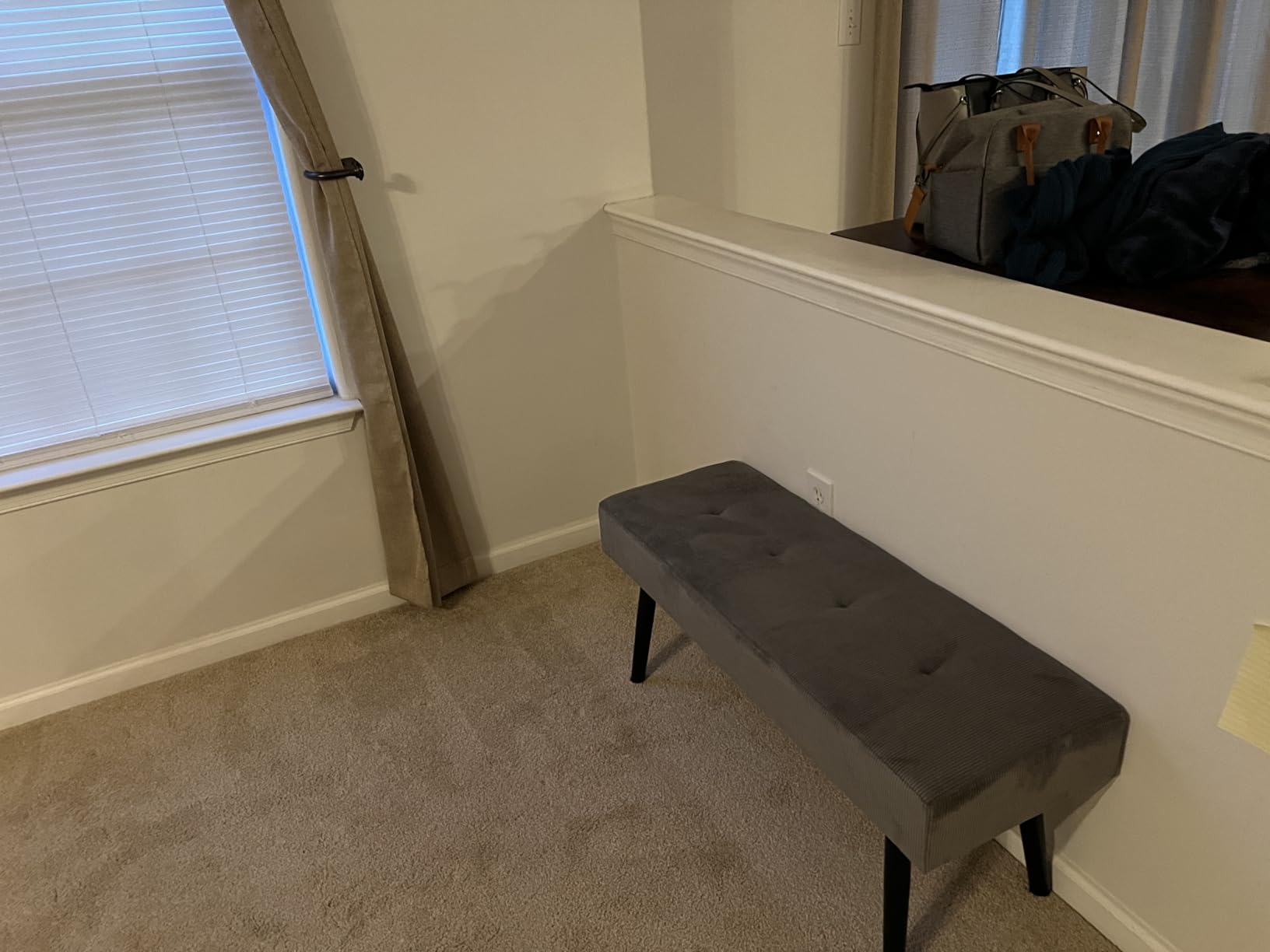 Comfy to go Entryway Bench - Green Bench for Bedroom, Modern Ottoman End of Bed, Corduroy Padded Benches for Living Room, Foyer, Mudroom, Hallway - 39