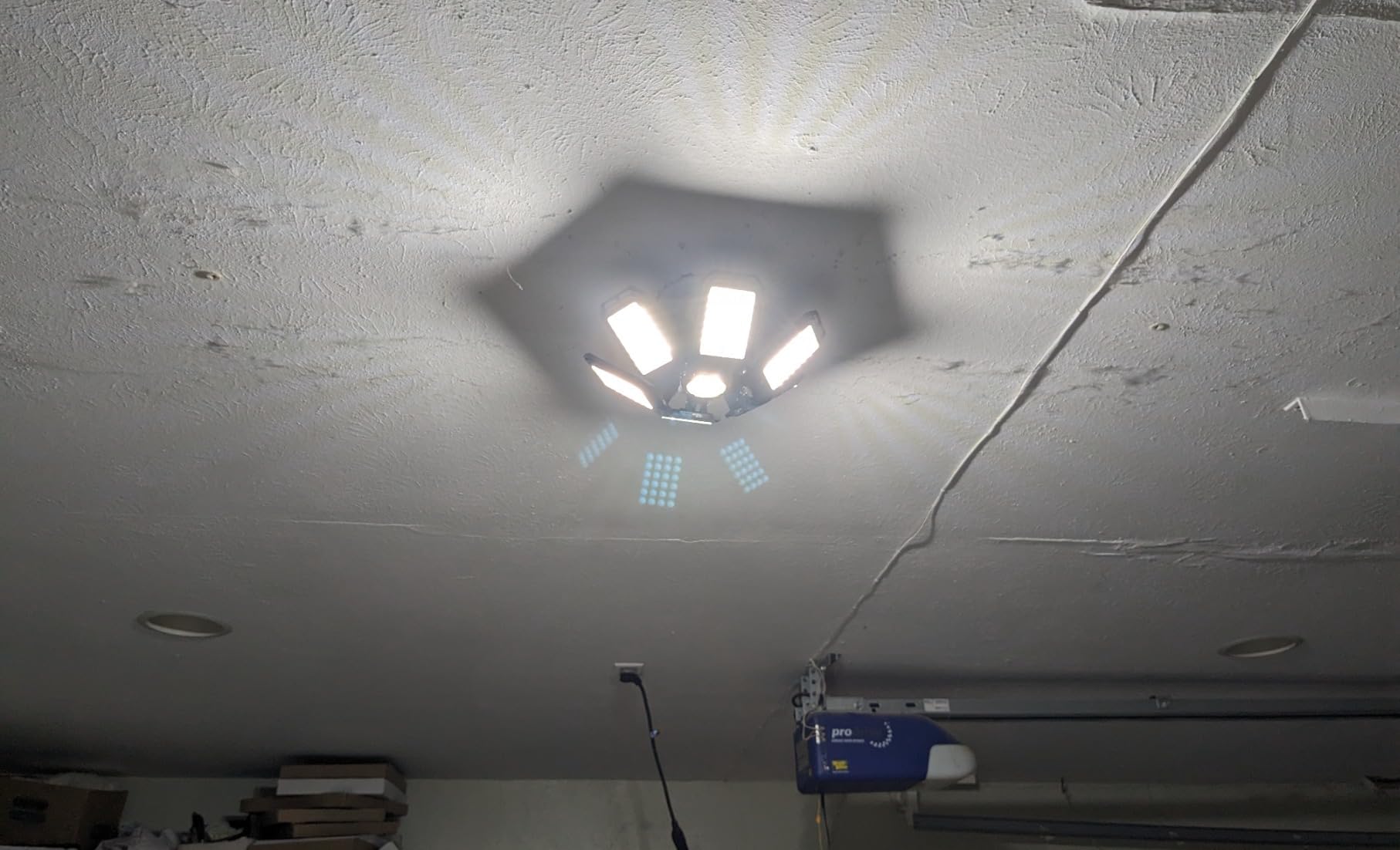 LED Garage Lights Bulb 2 Pack 180W 18000LM 6500K Led Shop Light with 6 plus 1 Deformable Panels Basement Barn Ceiling Lights E26 and E27 customer photo 2