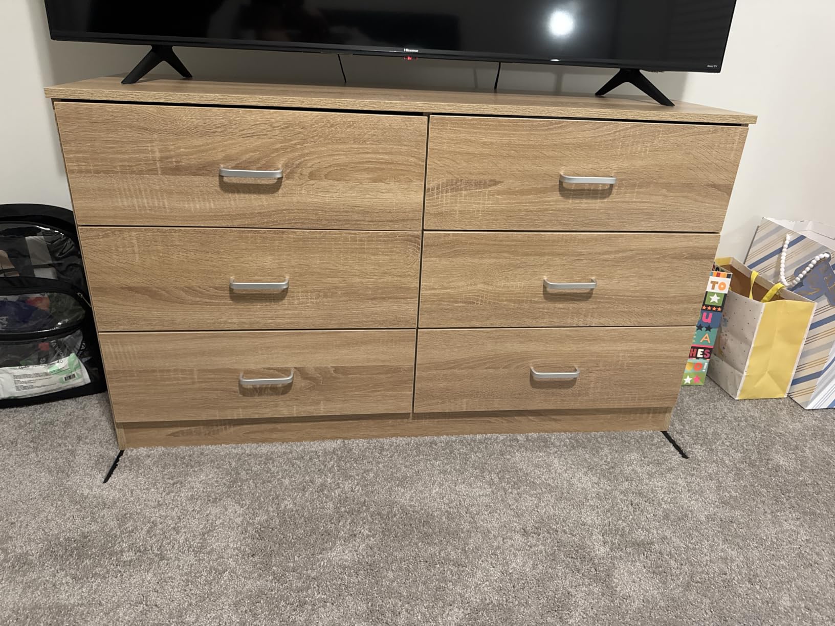 Bigbiglife Dresser for Bedroom, 6 Drawer Double Dresser, Modern Chest of Drawers with Deep Drawers, TV Stand Large Storage Organizer for Living Room, Closet (Light Oak) customer photo 2