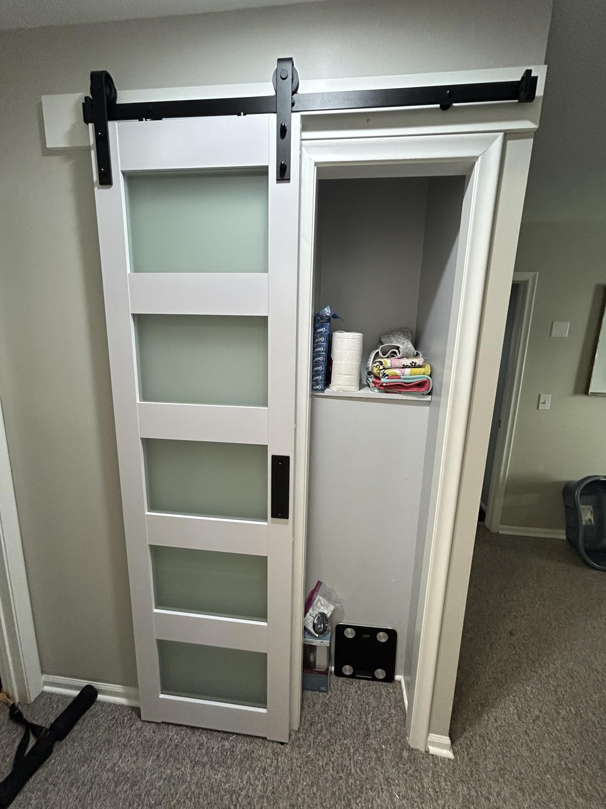 SMARTSTANDARD 36 x 84 in Glass Barn Door with 6.6FT Sliding Hardware Kit customer photo 2