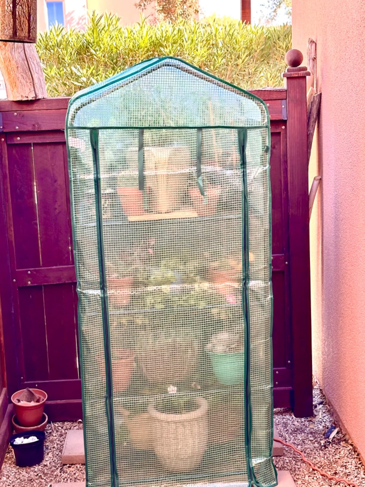 Mini Greenhouse for Outdoors Indoor: 27 x 19 x 62-Inch Ohuhu Small Green House with 4 Tier Shelves, Portable Plastic Greenhouses with Heavy Duty Transparent PVC Cover for Seedling Patio Porch Balcony customer photo 1