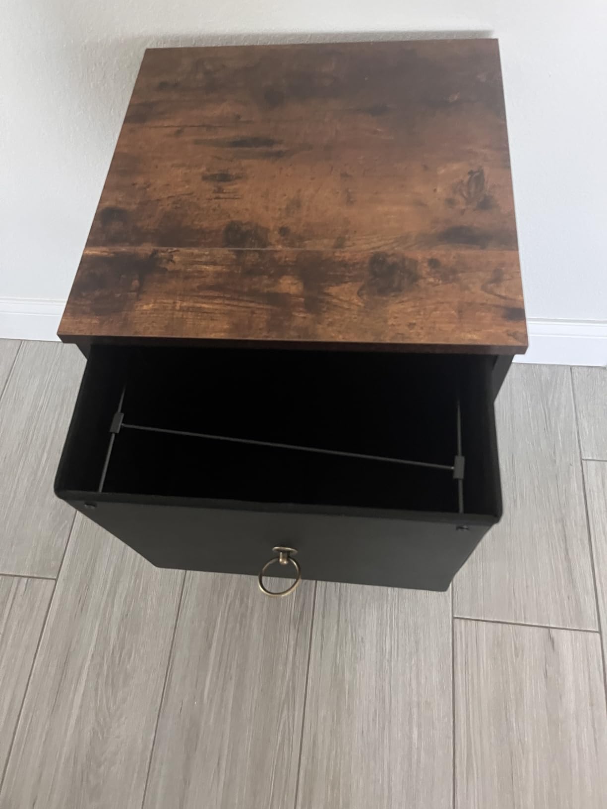 HOOBRO 2 Drawer Mobile File Cabinet, Rolling Printer Stand, Vertical Filing Cabinet, Office Drawers, Filing Cart for Home Office, A4/Letter Size, Nonwovens Drawer, Black and Rustic Brown BFK20WJ01 customer photo 2