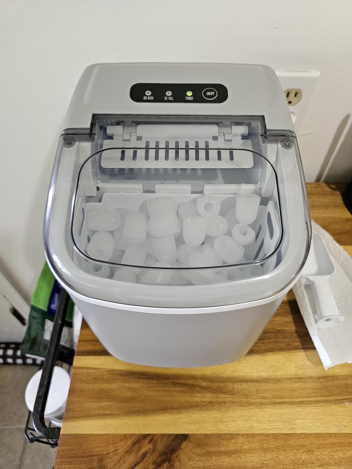 Crzoe Countertop Ice Maker,26Lbs/24H, 2 Sizes of Ice, Self-Cleaning,Grey customer photo 1