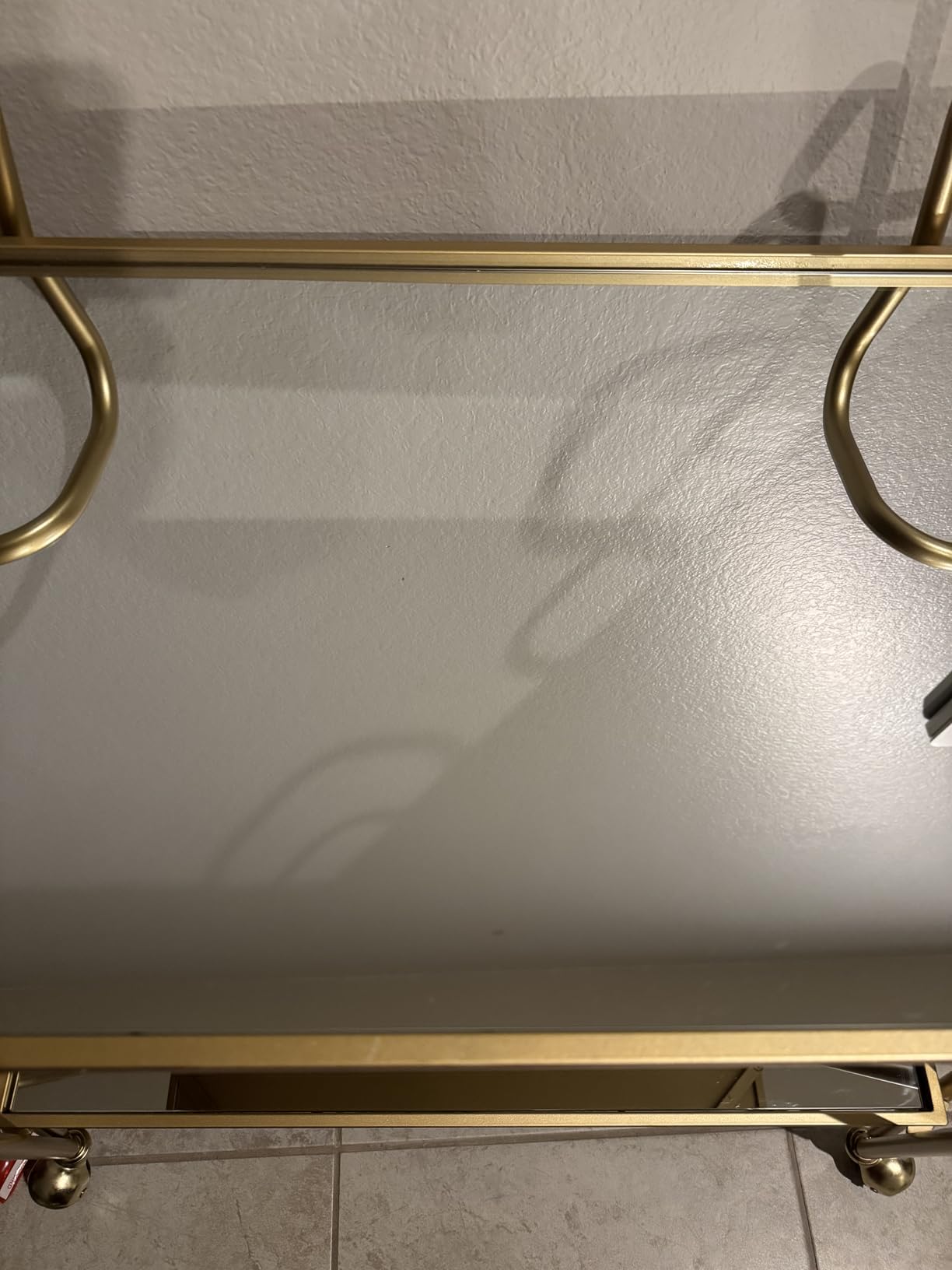 Linon Gina White Mid-Century Bar Cart with Mirrored Shelves and Locking Wheels customer photo 2