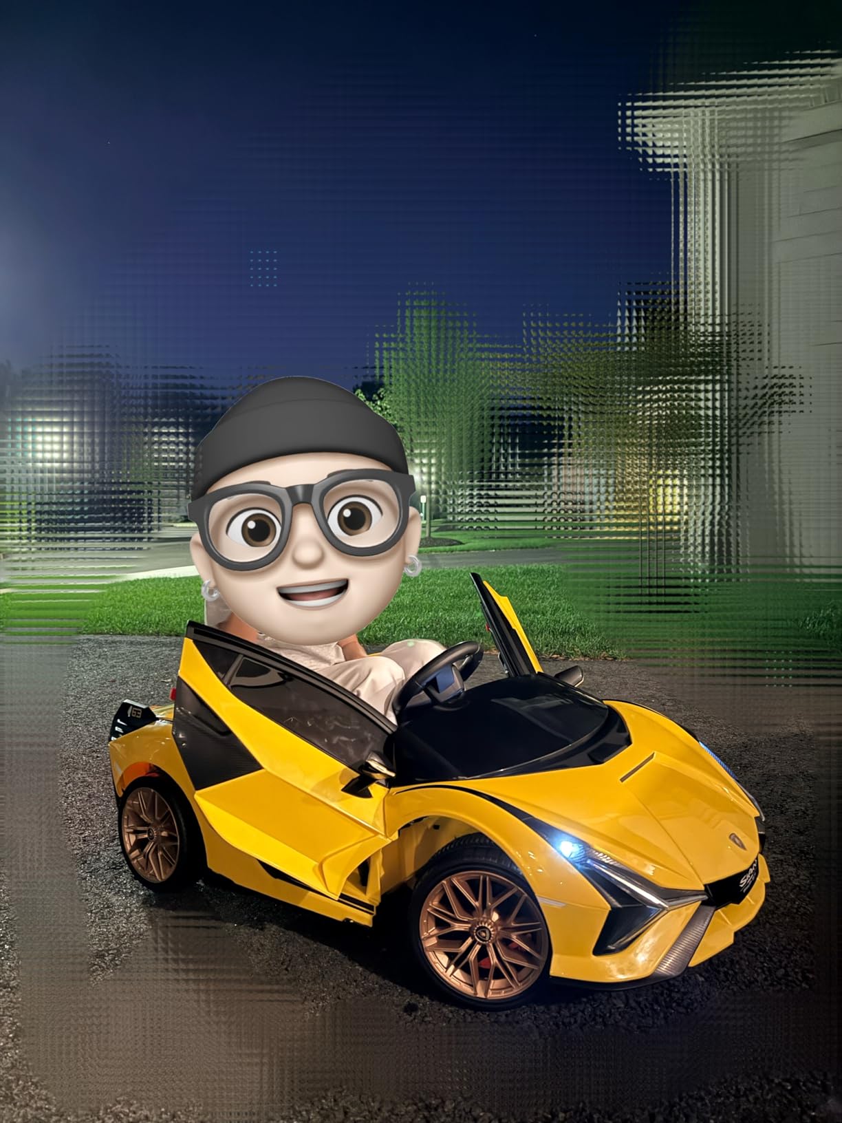 INFANS 12V Licensed Lamborghini Sian Kids Ride On Car with Parent Remote Control, Spring Suspension, MP3 Player, Electric Toy Roadster Carbon Fiber Textured for Toddler (Green) customer photo 2
