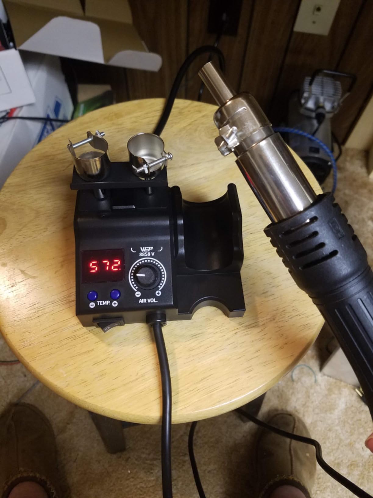 WEP 8858-V Hot Air Rework Station Kit with Compact Size, Integrated Nozzle Holder, 3 Nozzles, 2 Tweezers, Adjustable Temperature& Air Volume, PID Program, °C/°F Conversion and More customer photo 1