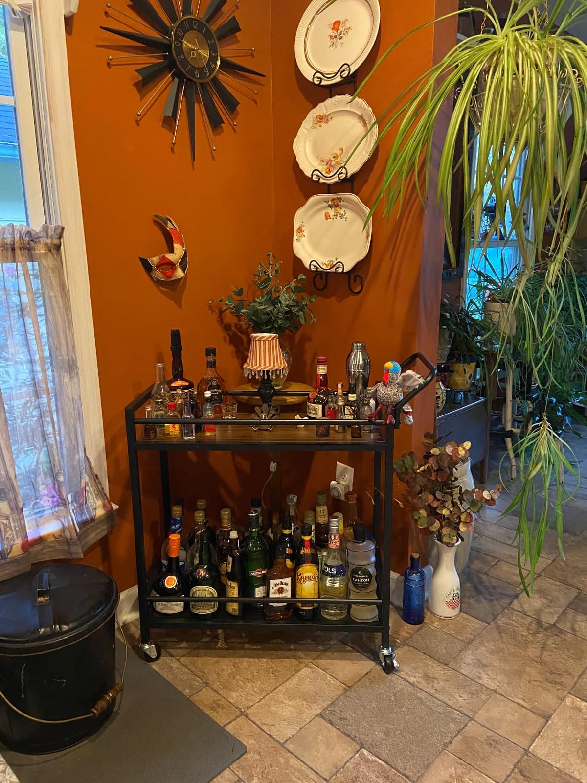 LAATOOREE Bar Cart, Two-Color Home Bar Serving Cart, Mobile Drink Beverage Cart with 2 Storage Shelves, Rolling Kitchen Cart with Wine and Glass Holder, for Dinning Room, Living Room, Kitchen customer photo 1