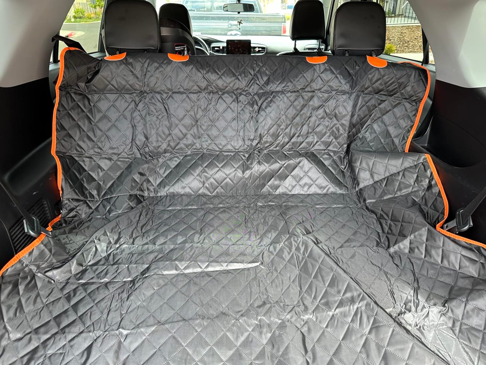 MIXJOY SUV Cargo Liner for Dogs, Waterproof Cargo Liner for SUV, Pet Dog Cargo Cover Mat with Bumper Flap Protector, Nonslip Car Trunk Mat for Sedans Vans, Universal Fit (90