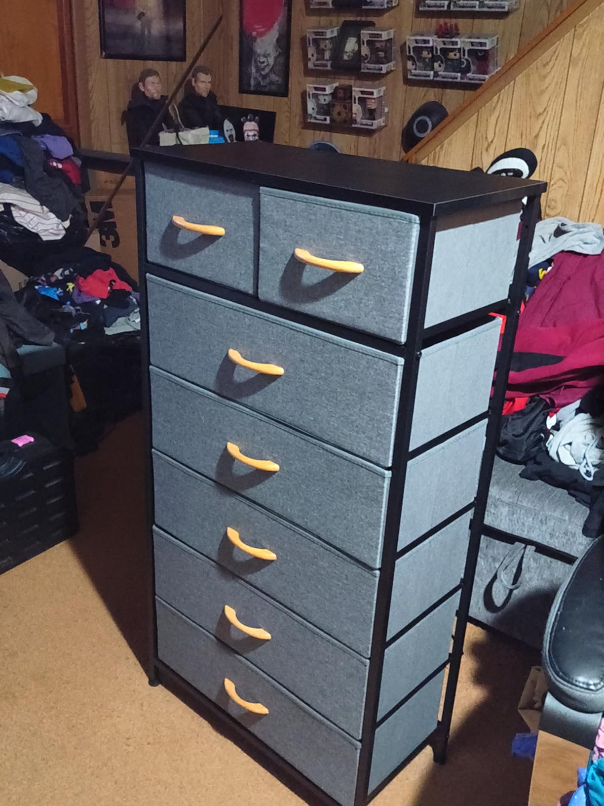 Mifuro Tall Dresser for Bedroom, Vertical Storage Organizer Tower with 7 Drawers, Chest of Drawers with Fabric Bins, Steel Frame, Wood Top for Bedroom, Closet, Entryway- Black customer photo 2