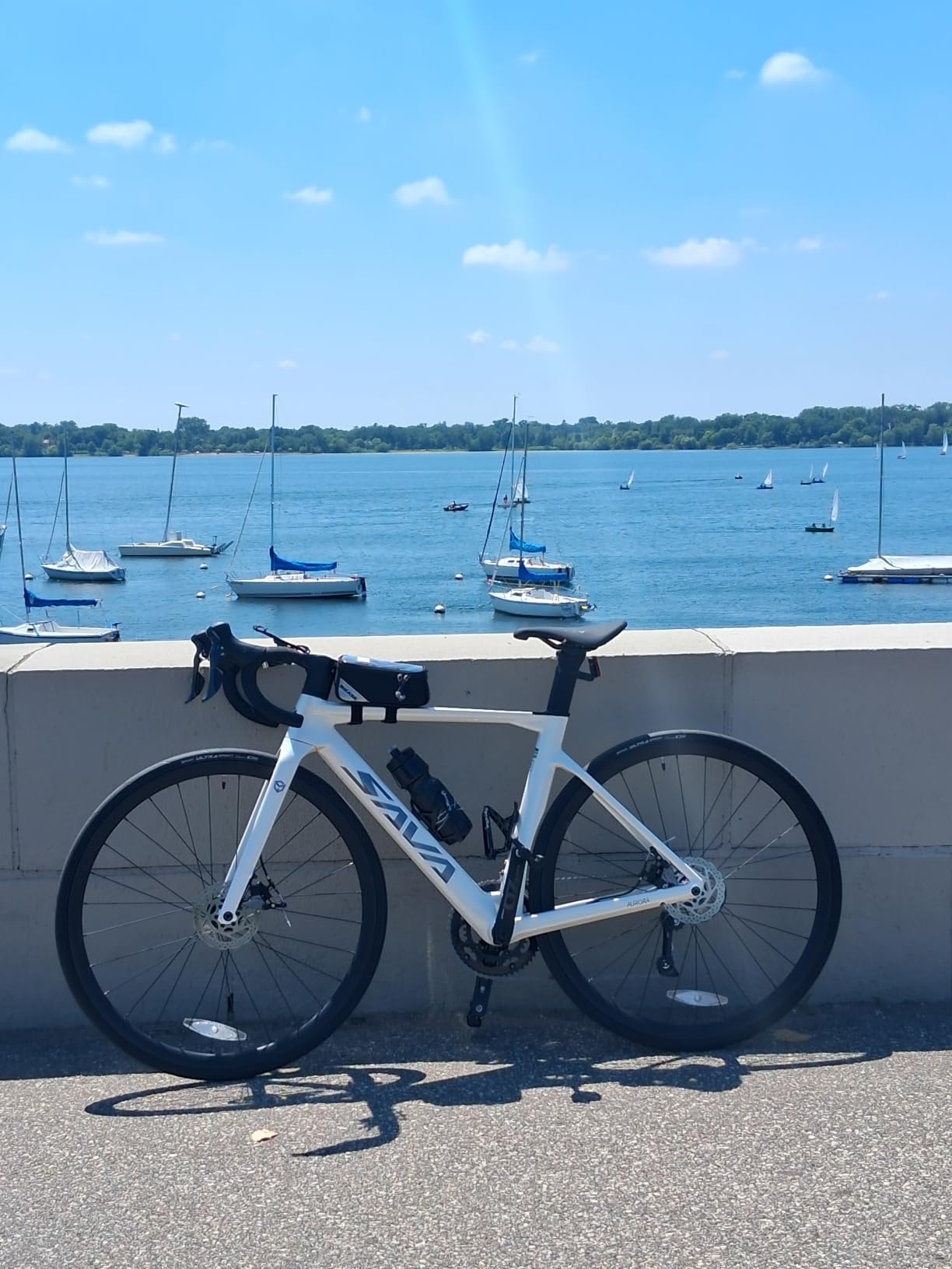 SAVADECK Carbon Disc Road Bike, Integrated Design Racing Bicycle Carbon Frame Carbon Fork with Shimano SORA R3000 Derailleur System 18 Speed Disc Brake Road Bike for Men or Women. customer photo 1