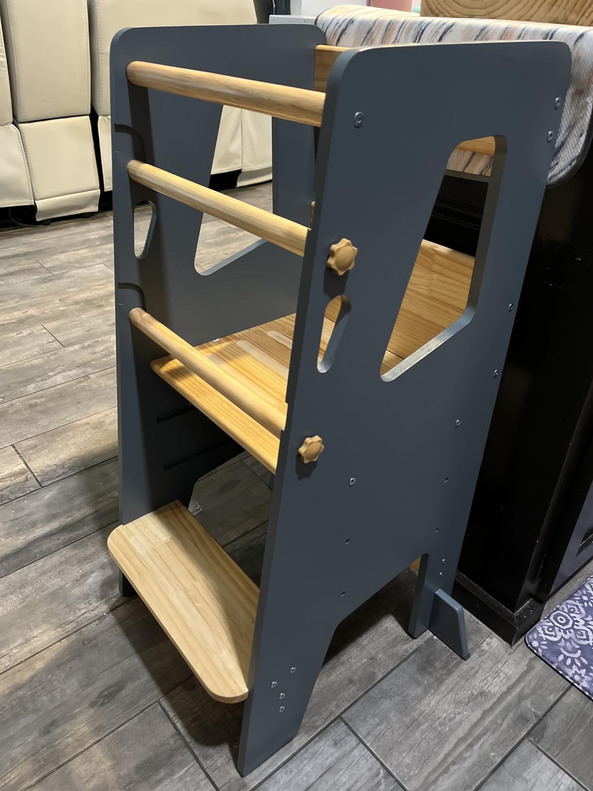 Toddler Standing Tower with 3 Safety Bars - Kitchen Stool Helper - White customer photo 1