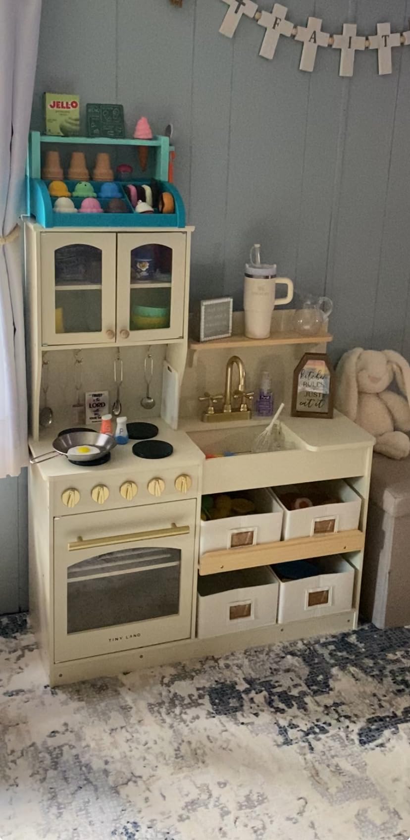 Tiny Land Wooden Play Kitchen for Kids with Toy Storage for Pretend Play | Built-In Cabinets, Felt Bins & Cookware Accessories Make Cleanup Easy While Encouraging Organizational Skills customer photo 1