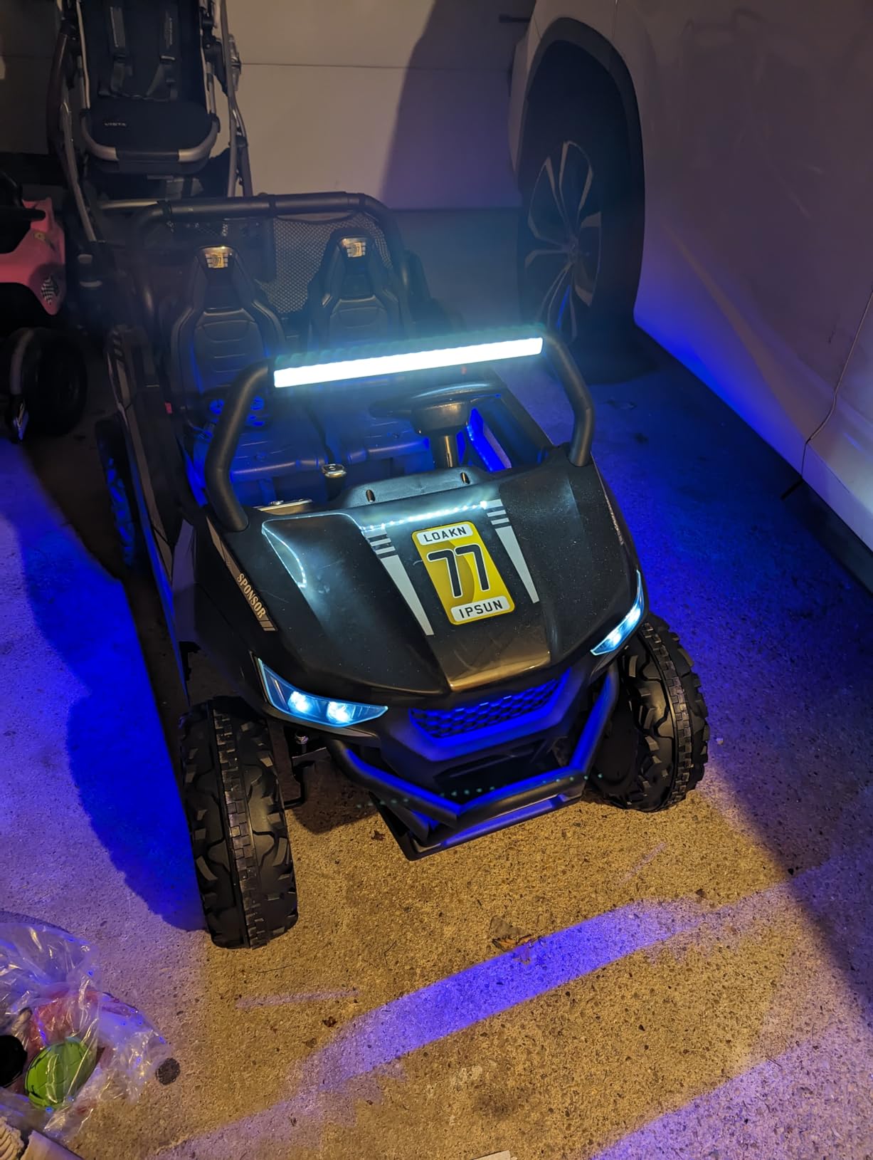 OLAKIDS 2 Seater Ride on Car for Kids, 12V UTV Kids' Electric Vehicles with Remote Control, Spring Suspension, Soft Start, Music Bluetooth FM, Battery Powered for Ages 3-8 (Jet Black) customer photo 1