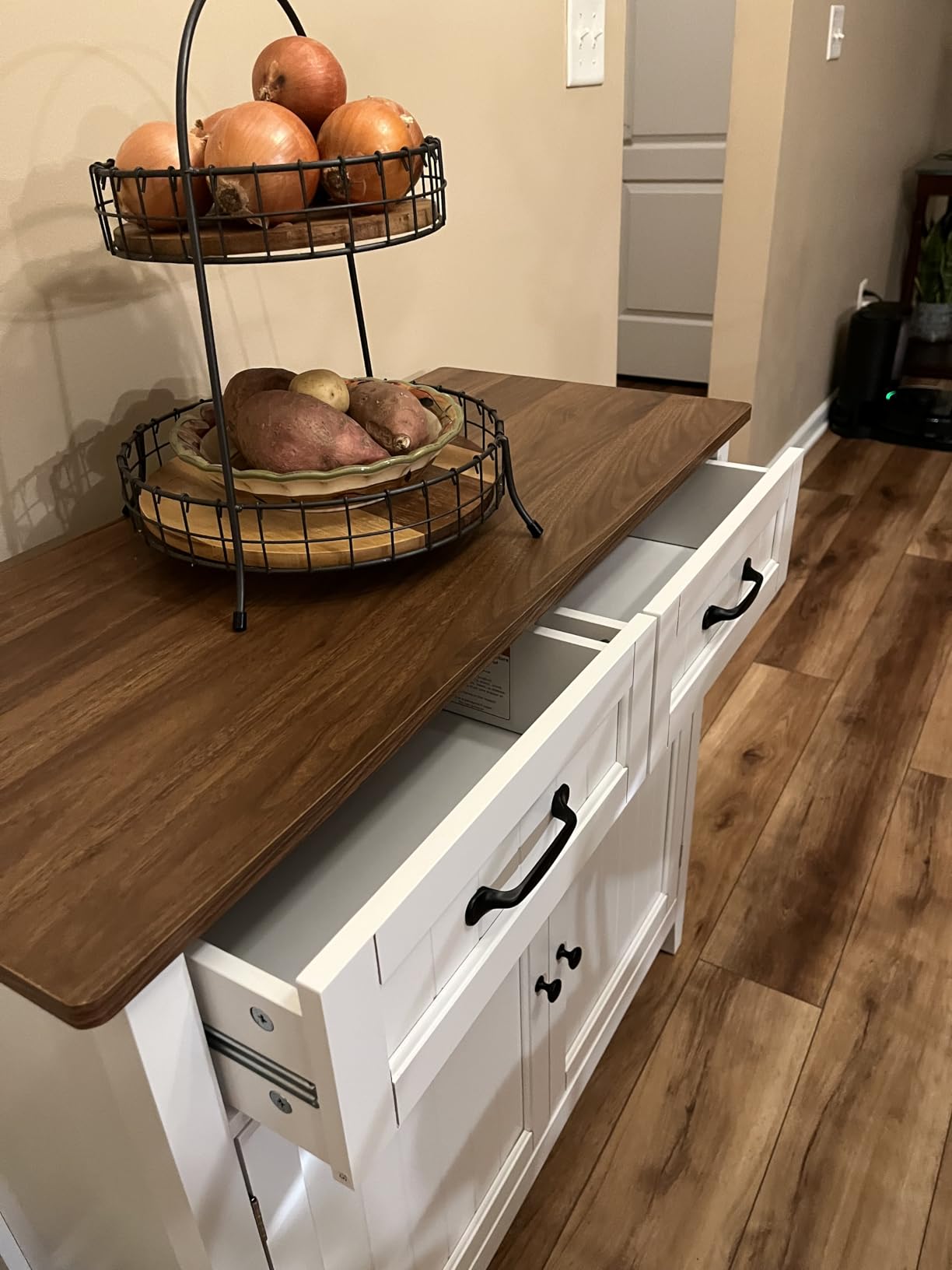 Gizoon Kitchen Sideboard Buffet Cabinet, 32'' H Large Kitchen Storage Island and Adjustable Shelf, Modern Coffee Bar Console Cabinet for Dining Room, Bathroom, Entryway, Retro customer photo 2
