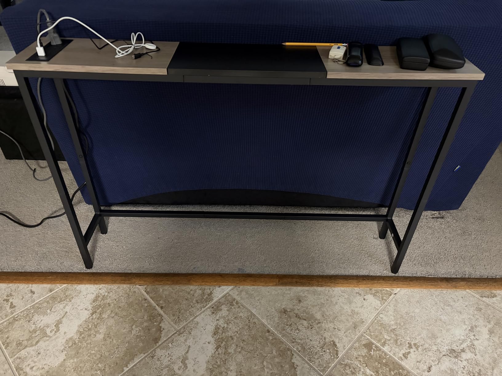 HOOBRO Narrow Console Table with Power Outlets, 44.9 Inches Sofa Table Slim customer photo 1