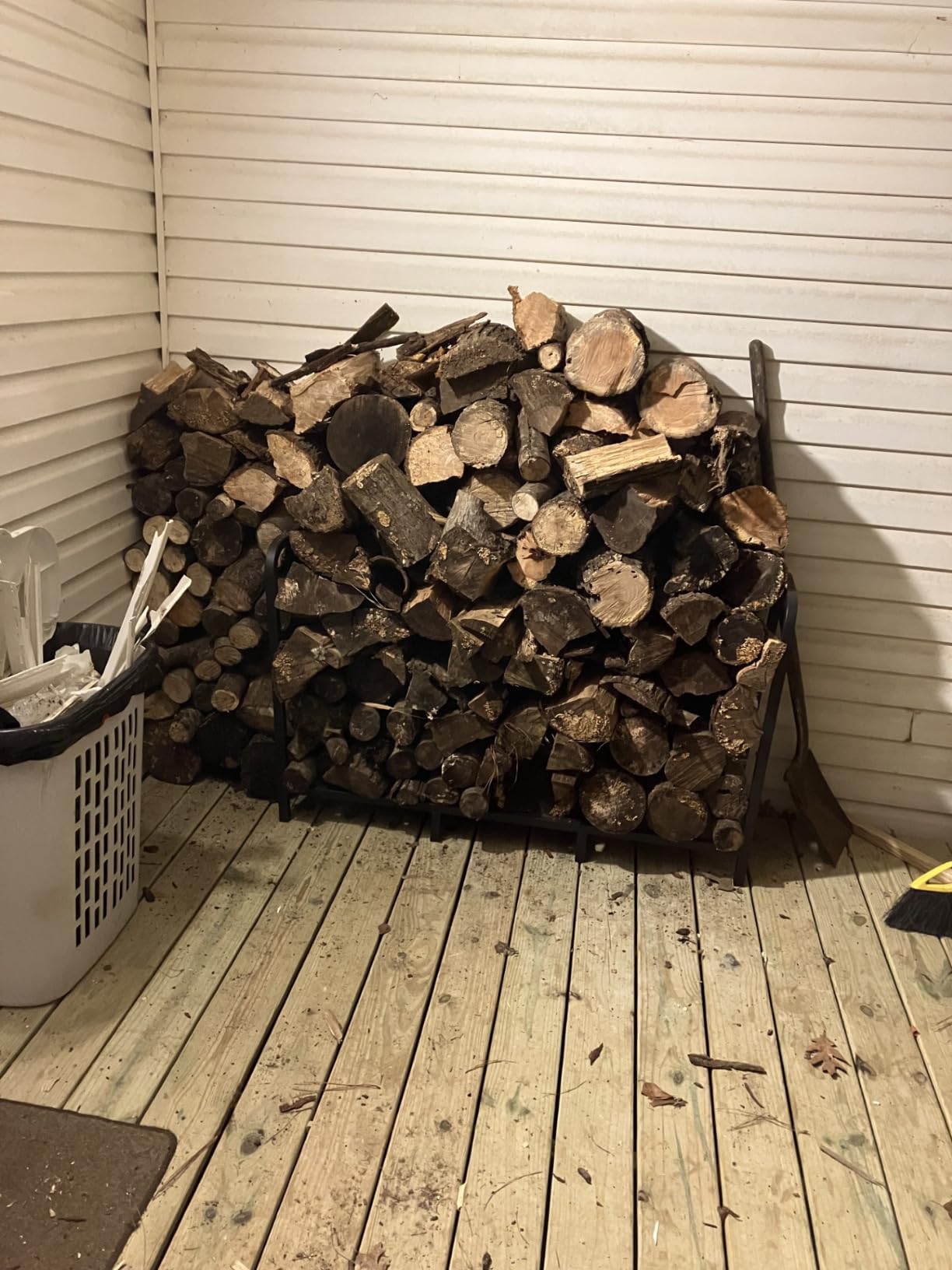 8ft Firewood Rack Holder, Adjustable Heavy Duty Fire Log Stacker Stand for Fireplace, Outdoor Indoor Metal Wood Pile Storage Organizer, Patio Logs Stand tool, Black customer photo 2