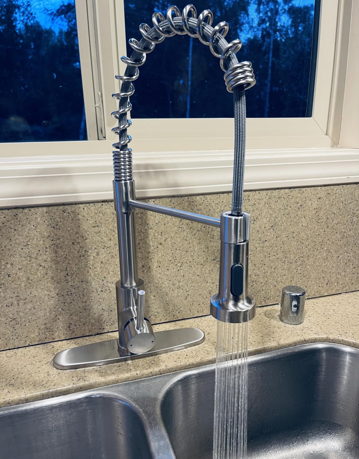 OWOFAN Touchless Pull Down Kitchen Faucet LED Light Brushed Nickel customer photo 2
