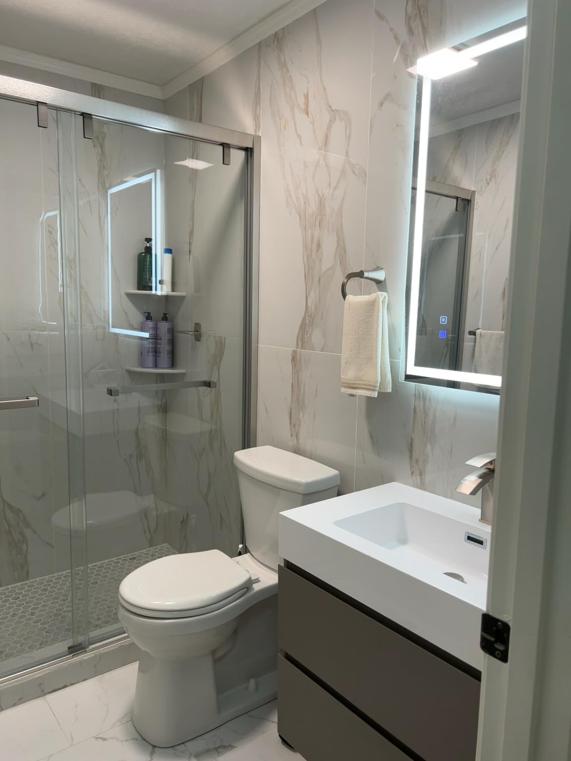 Alice 30Inch Modern Bathroom Vanity (White Glossy, Rectangular) with Sink and Overflow, Floating Wall Mounted Storage Cabinet, One-Piece Basin, E1 Environmental Protection Board customer photo 2