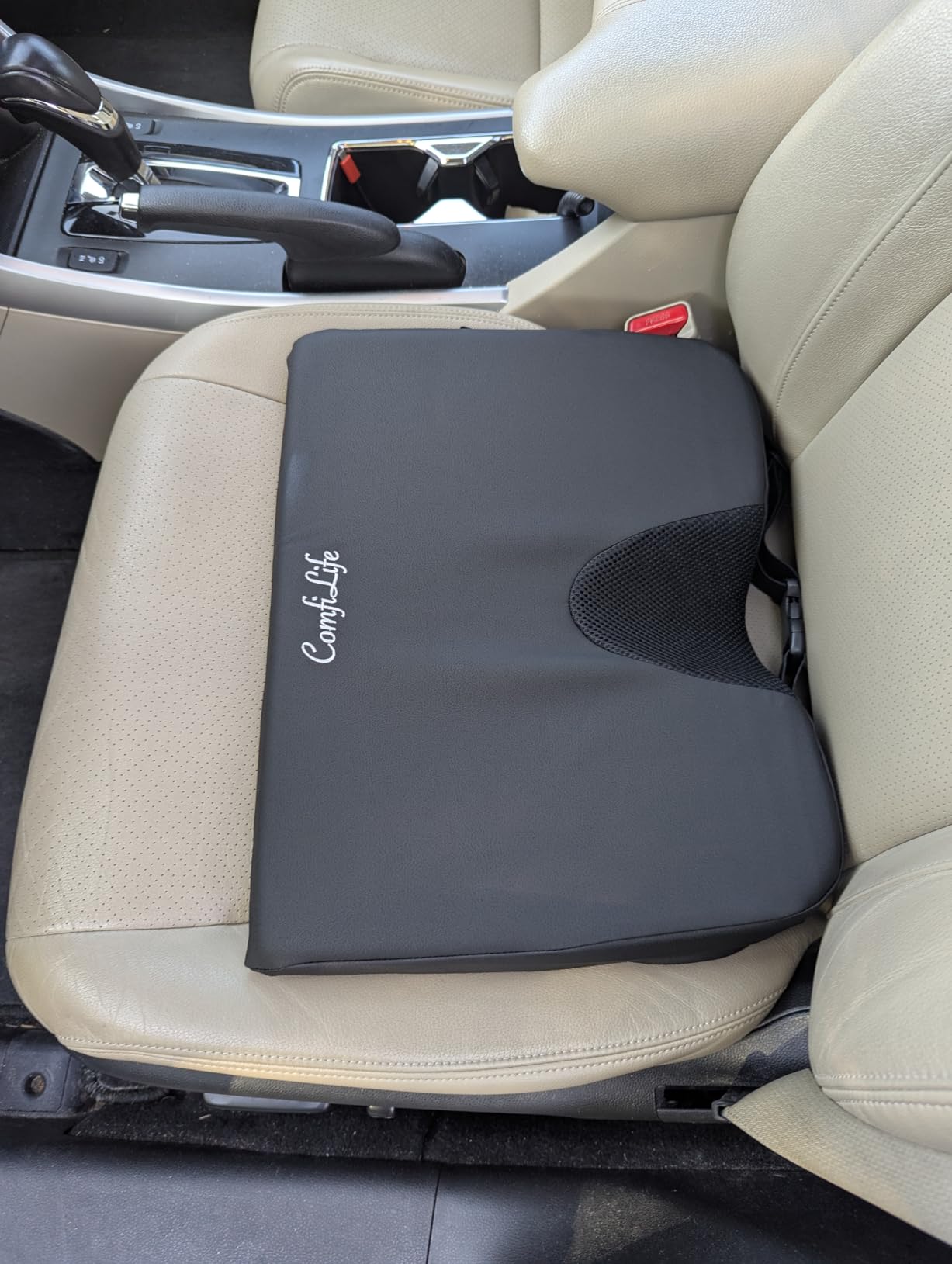 ComfiLife Car Seat Cushion–Premium Wedge 100% Polyurethane Foam Car Cushions for Driving–Auto Seat Cushion–Back & Sciatica Pain Relief for Long Drives–Comfort for Car Driver,Office, Truck Seat (Black) customer photo 1