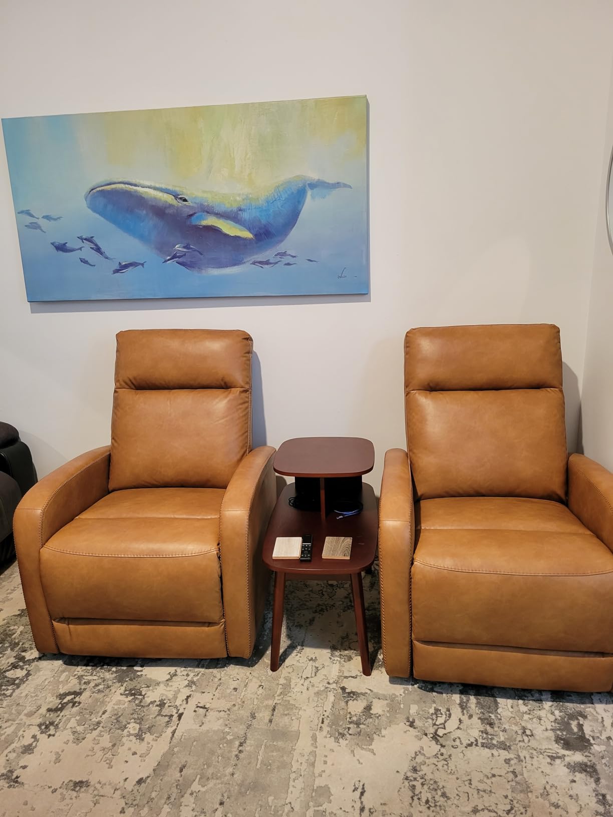 Watson & Whitely Zero Wall Recliners with Power Headrest, Faux Leather Grey customer photo 2