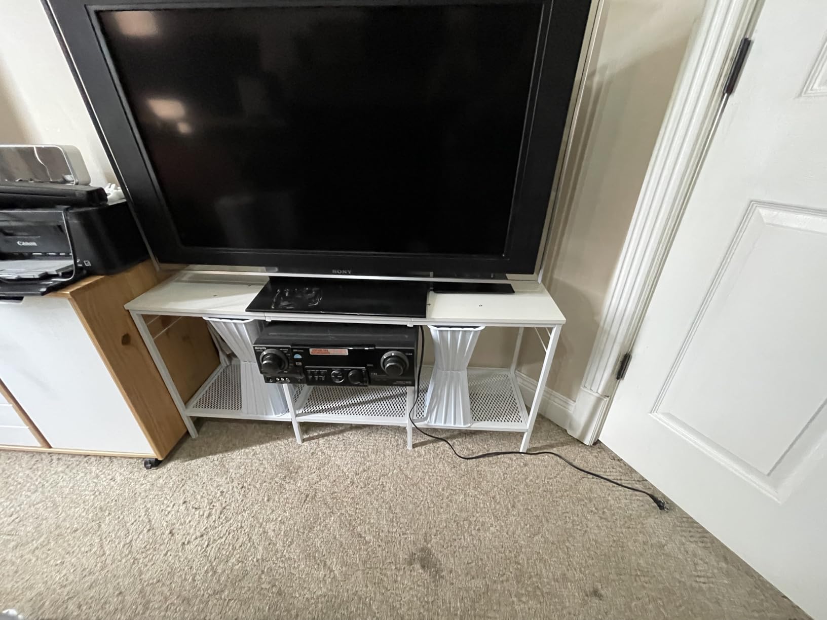 Furologee TV Stand, Entertainment Center with Open Shelves, Rustic Brown customer photo 2