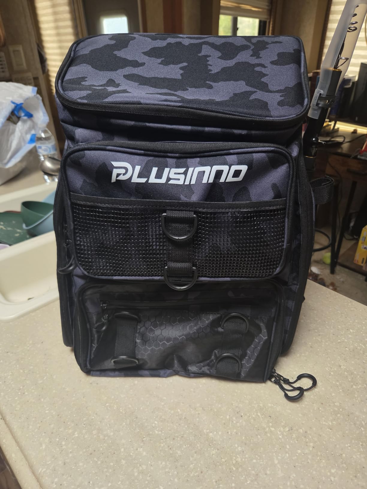 PLUSINNO Fishing Tackle Backpack with Rod Holders,42L Water-resistant Fishing Bag Store Fishing Gear, Fisher Gifts For Men. customer photo 2