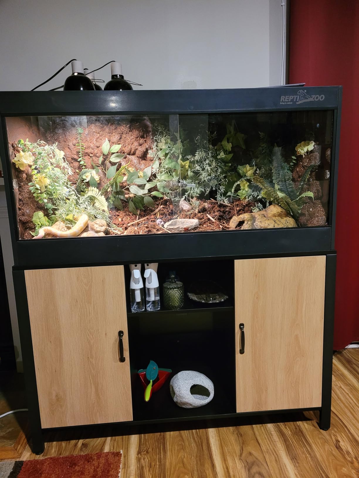 REPTI ZOO 50 Gallon PVC Reptile Enclosure, 36x18x18 inch Reptile Tank for Ball Python Bearded Dragon Snake Gecko, Reptile Terrarium Lounge Habitat with Glass Sliding Door & Top Screen Ventilation customer photo 1