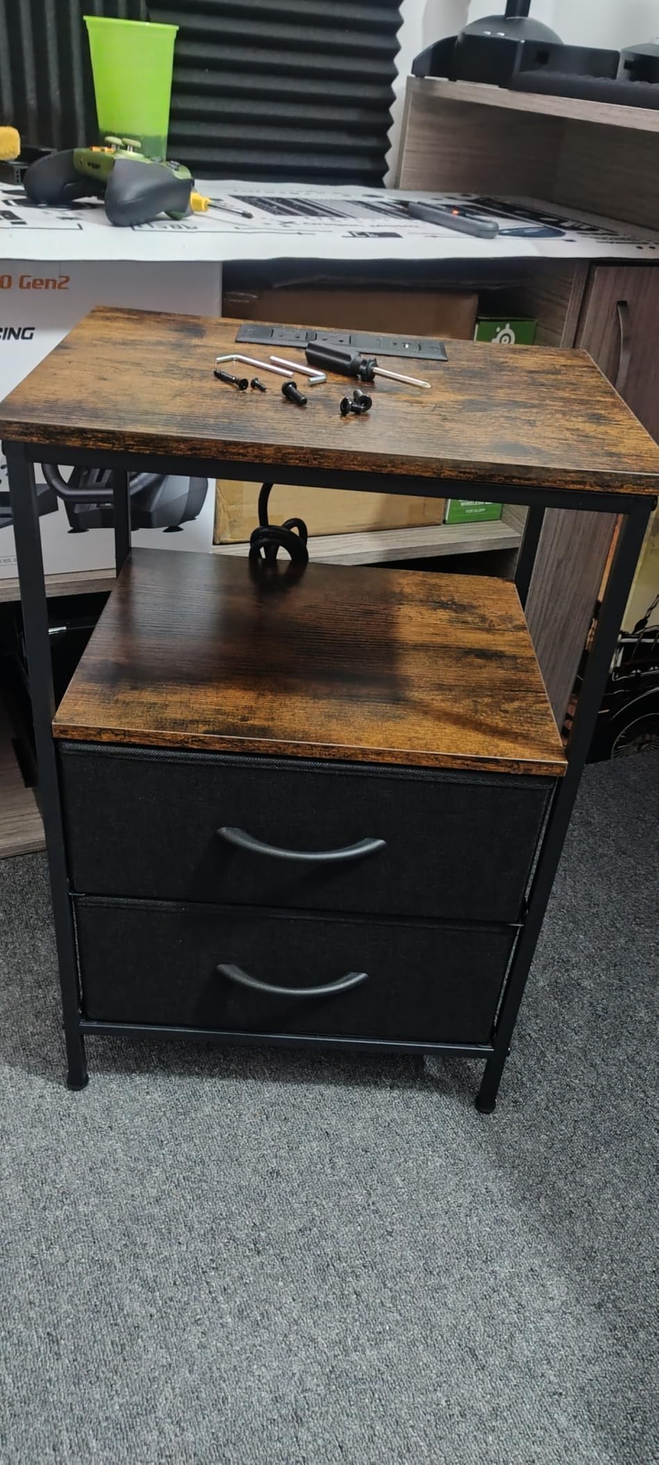 Huuger Nightstand with Charging Station, 27.6 Inch Bedside Table,Side Table customer photo 2