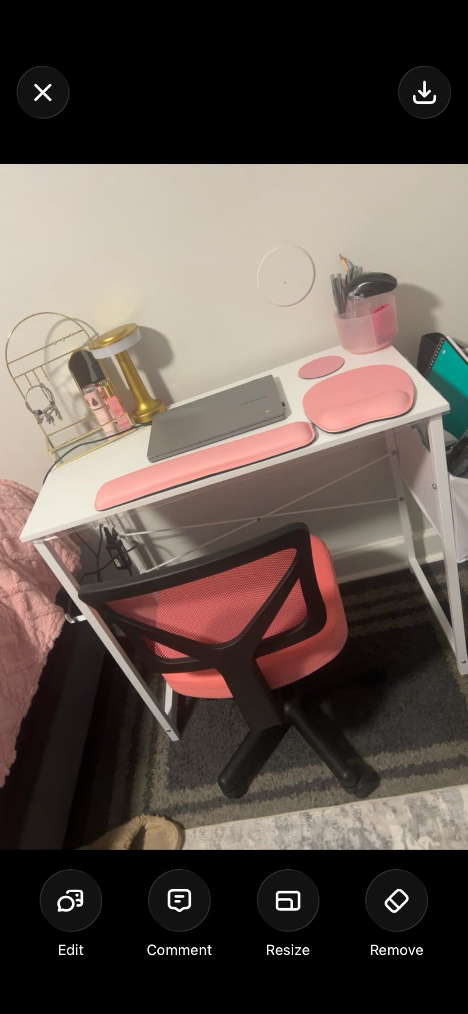 Pamray 32 Inch Computer Desk Small Spaces Desk with Storage Bag for Bedroom Writing and Home Office Work Small Study Desk Table White customer photo 1