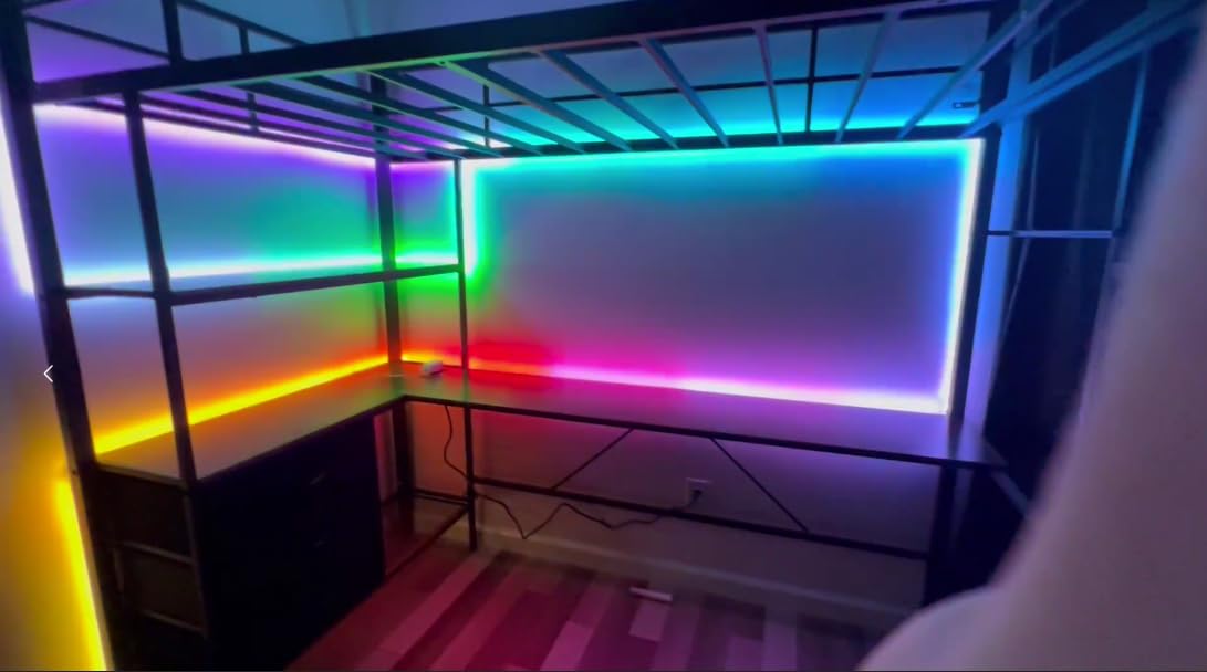Twin Loft Bed with Desk, 3 Storage Drawers & Open Shelves, Charging Station customer photo 1