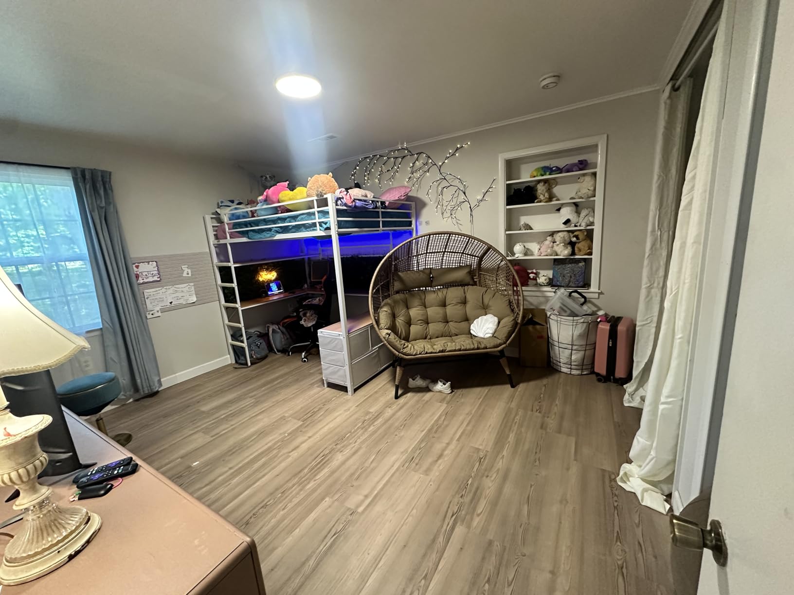 Twin Loft Bed with Desk, 3 Storage Drawers & Open Shelves, Charging Station customer photo 2