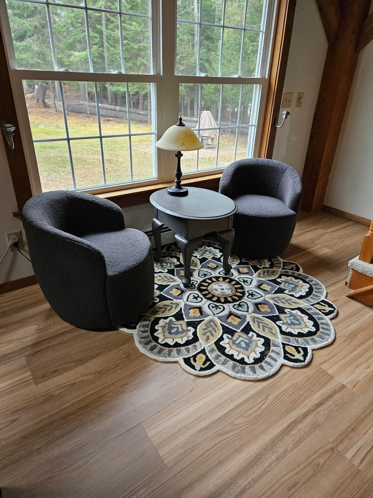 FOXHUNTER 360° Swivel Accent Chair, Barrel Chairs, Teddy Ivory customer photo 2
