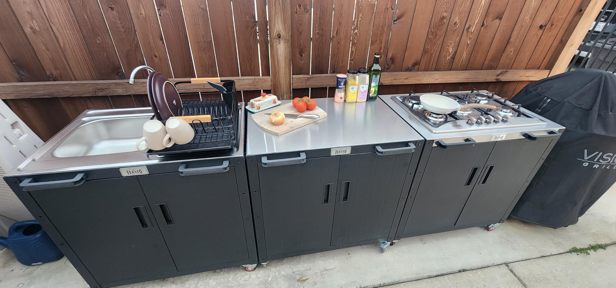 Feasto Modular Outdoor Kitchen Island with Storage and Stainless Steel Top | Stainless Steel Top for BBQ Food Prep, Storage Cabinet for Supplies, Modular Design for Outdoor Kitchen customer photo 1