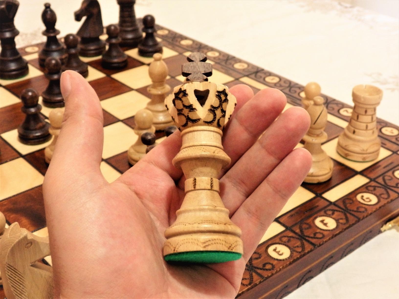 Wegiel Imperator 21-Inch Luxury Wooden Chess Set for Adults and Kids - Handcrafted from Premium Beech and Birch Wood - Unique Folding Design with Chess Piece Storage, Brown,Imperator - Brown customer photo 1