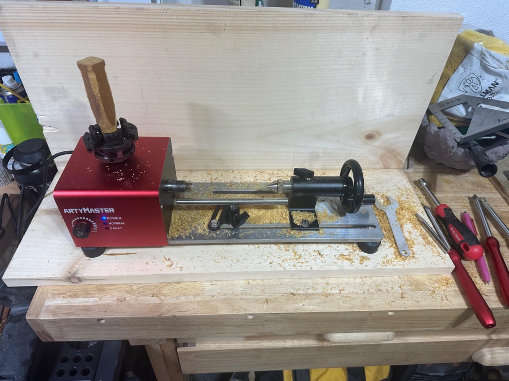 Mini Lathe, WM101A-Plus Mini Wood Lathe Machine, 24VDC 96W Power Lathe, Small Benchtop Lathe with Wood Turning Lathe Tools Kits, Infinitely Variable Speed, Professional for DIY Woodworking customer photo 1