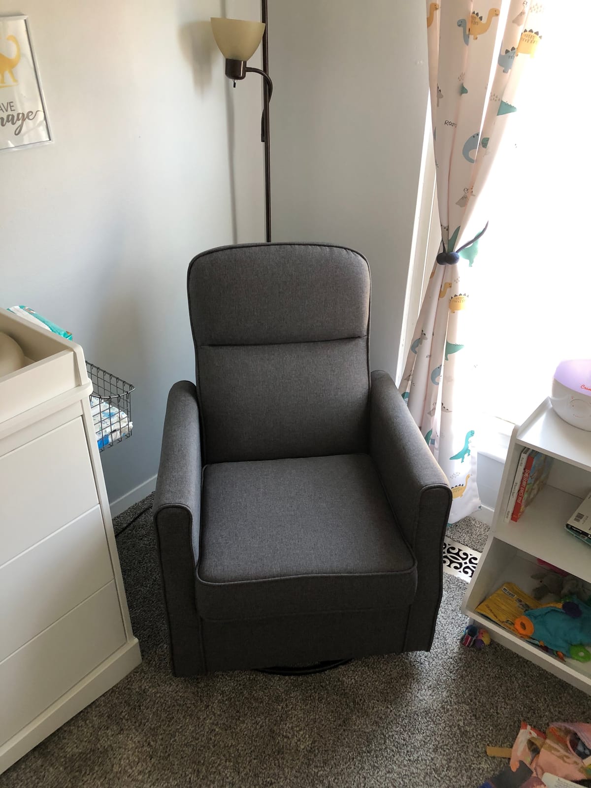 Delta Children Blair Slim Nursery Glider Swivel Rocker Chair, French Gray customer photo 1