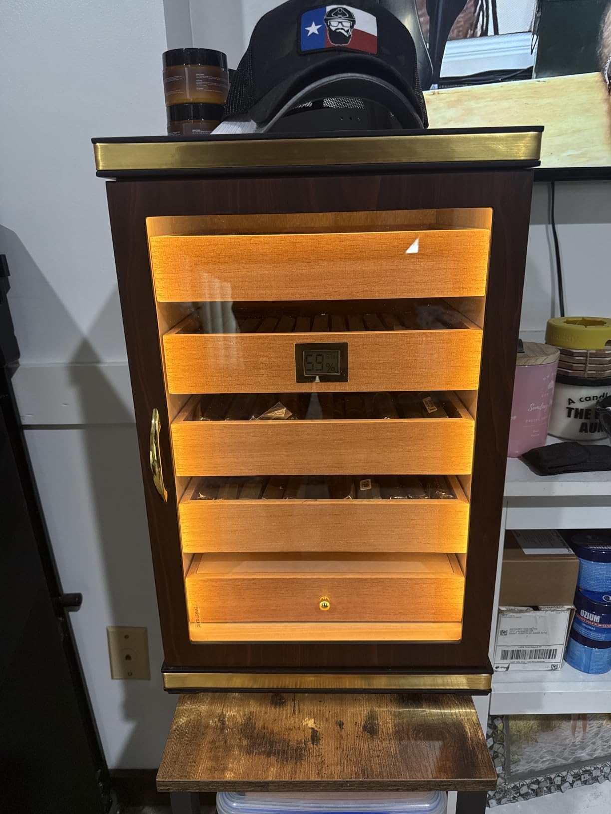 300-Count Walnut Cigar Humidor Cabinet with Digital Hygrometer customer photo 2