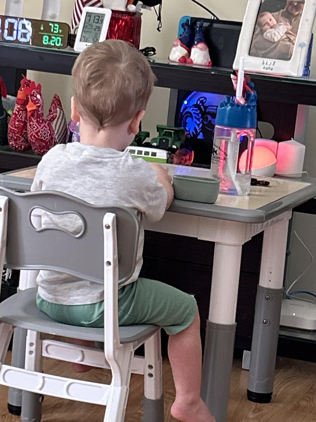 GITAWUSA Kids Study Table and Chairs Set, Height Adjustable Toddler Table and Chair Set for Kids Ages 3-8, 23.6