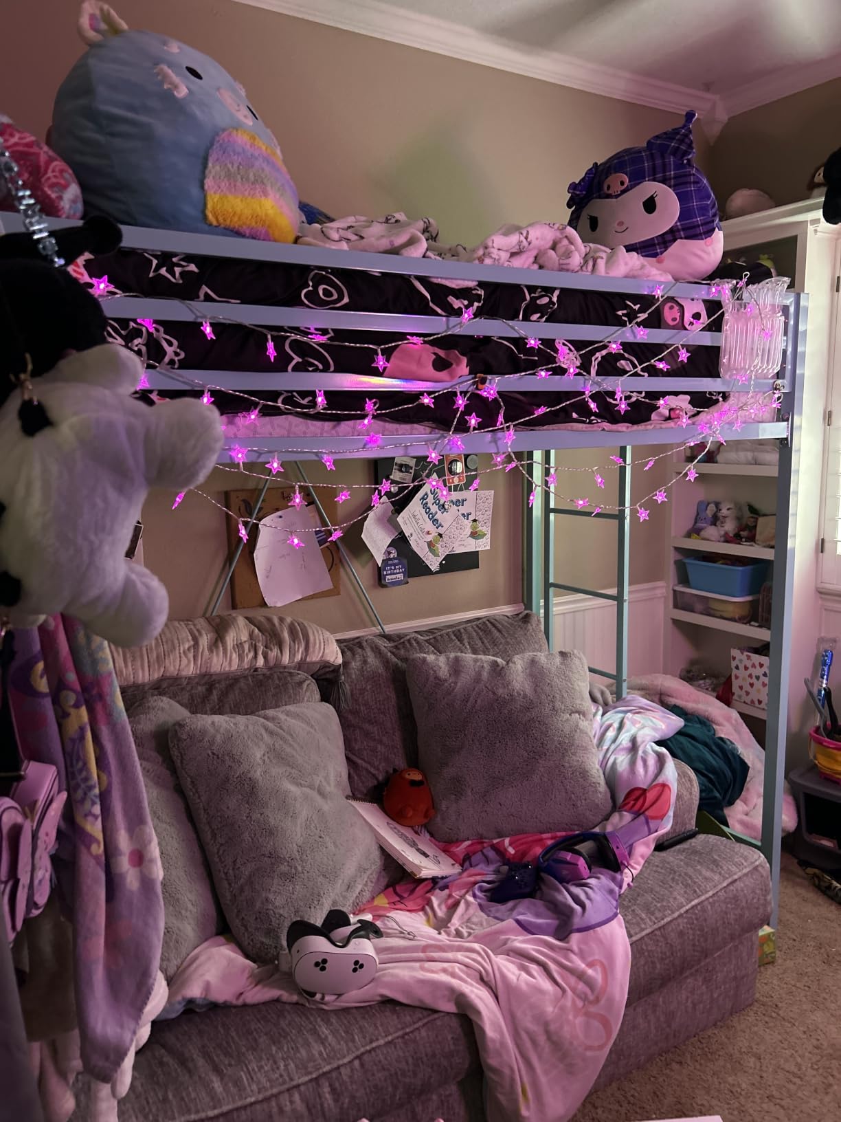 SHA CERLIN Loft Bed Twin Size with Ladder and Guardrail,White customer photo 2