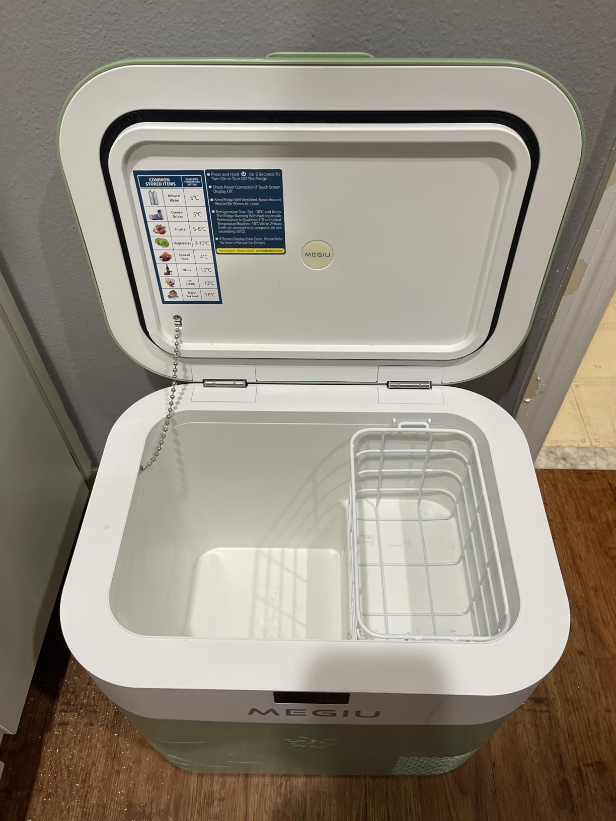 Megiu Car Refrigerator Portable Car Fridge 12V Refrigerator 23 Quart (22 Liter) Freezer Compressor Cooler 12V/24V DC 110~240 V AC for Outdoor Camping Travel Home Use -18℃~+15℃ (Blue) customer photo 2